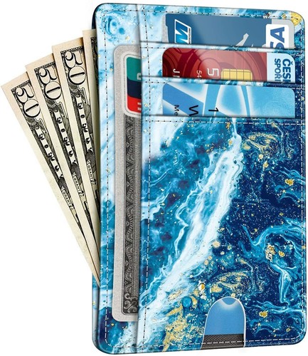 RFID Blocking Credit Card Holder with ID Window Slim Minimalist Wallet Card Case - Picture 16 of 42