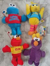 Vintage Lot Sesame Street Plush Beanie Babies 1997 Big Bird Elmo Cookie Monster