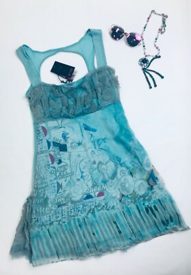 Save The Queen Blue Elegant Summer Dress Italian Fashion