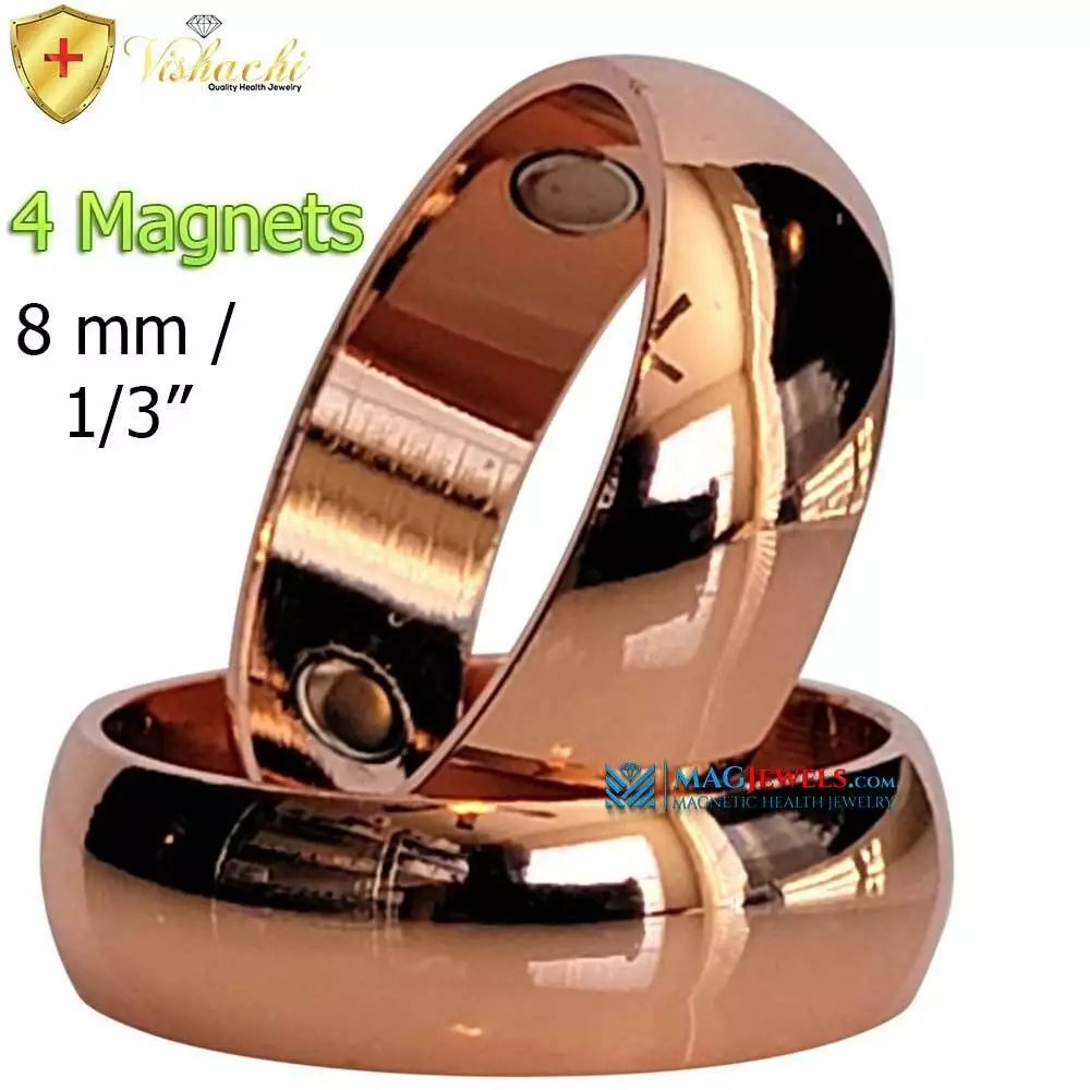 8mm 4X3000 GAUSS PURE SOLID COPPER MAGNETIC RING ARTHRITIS DOMED SIZE 7 15 CR1