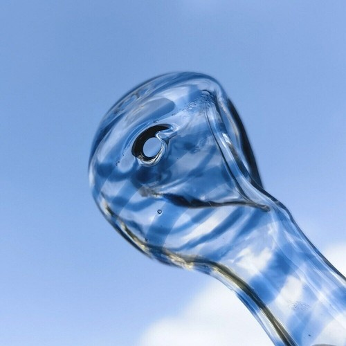 4inch Glass Bong Blue Stripes Smoking Hookah Spoon Shape Shisha Hand Pipes New - Imagen 3 de 9
