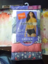 6 PR LADIES HANES FULL BRIEF SOFT BREATHABLE COTTON PANTIES SZ 10 ASSTD COLORS