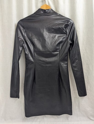 Forever 21 faux leather dress, bodycon, women's large, 3/4 zip, long sleeve D6 - Picture 6 of 10