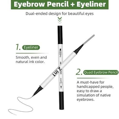 2 in1 Double Head Eye liner Brow Pencil Make up Waterproof Eyeliner Eyebrow Pen - Picture 5 of 16