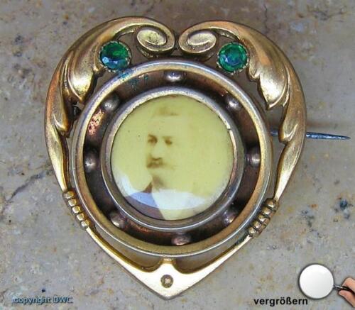 Broche Art nouveau amulette portrait broche aiguille antique - Photo 1/5