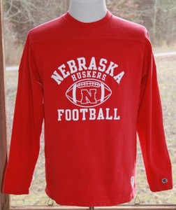 Champion-Size-Large-Nebraska-Cornhuskers-Football-Long-Sleeve-Heavy-Shirt-AF