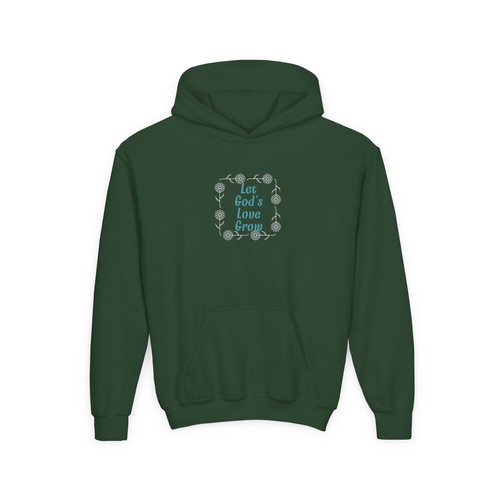 Let God's Love Grow Youth Heavy Blend Hooded Sweatshirt - Picture 2 of 31