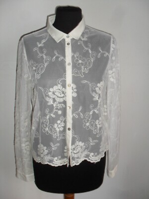 EDLES H&M SPITZENBLUSENHEMD CASACK Gr. 40 EUR 44 ITA 