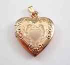 Heart Locket Pendant Charm Flower Necklace Pendant 14Kyellow Gold Finish Silver