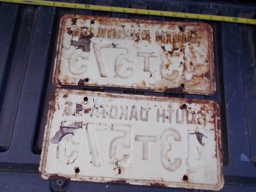 Used rough 1956 South Dakota State car truck license plate pair 43 - 575 - Picture 5 of 7