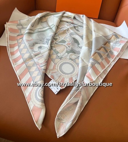 Sallys Heavy 18 Momme Twill Silk Wrap Scarf Stable Print Double Face Shawl 35" - Picture 5 of 28