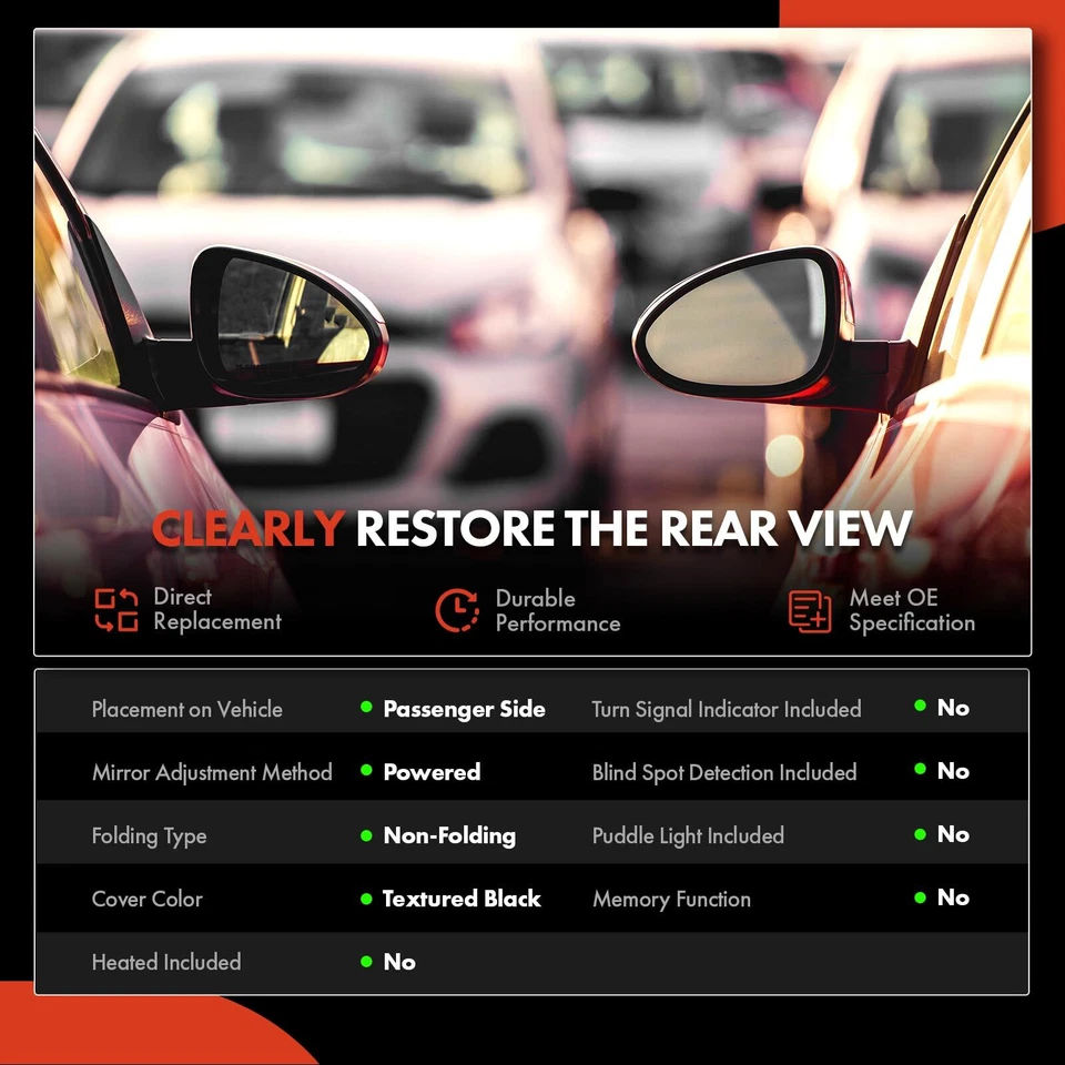 Nuevo espejo retrovisor eléctrico para pasajeros texturizado para Dodge Dakota 1997-2000 Durango 1998-2000 Foto 2 de 4