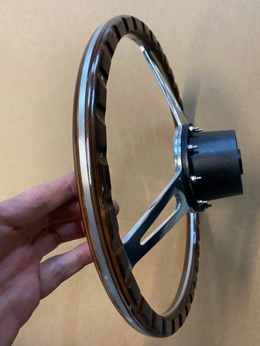 Triumph Spitfire 1500 TR7 Traditional Polished Alloy Wood 14" Steering Wheel D - Picture 6 of 21