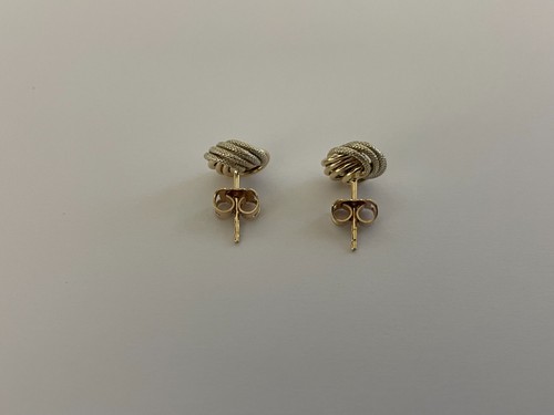 Gold Knot Earrings 9ct Gold Twirl Knot Stud Gold Vintage Earrings - Picture 7 of 13