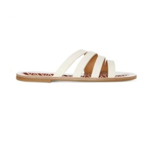 Lucky Brand Leather Anika Slide Sandals Flip Flops White Natural Sz-8.5M NEW - Picture 2 of 13