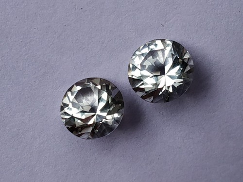 Pair Of Top Natural White Topaz Round Brilliant Cut Round Diamond Faceting 8MM - Picture 6 of 8