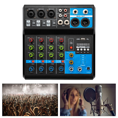 5 Kanal Mini Audio Mixer Bluetooth USB Sound Mischpult Verstärker Studio DJ Live