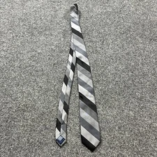 Ryan Seacrest Distinction Neck Tie Silk Black Gray Stripe Striped Necktie 60 X 3