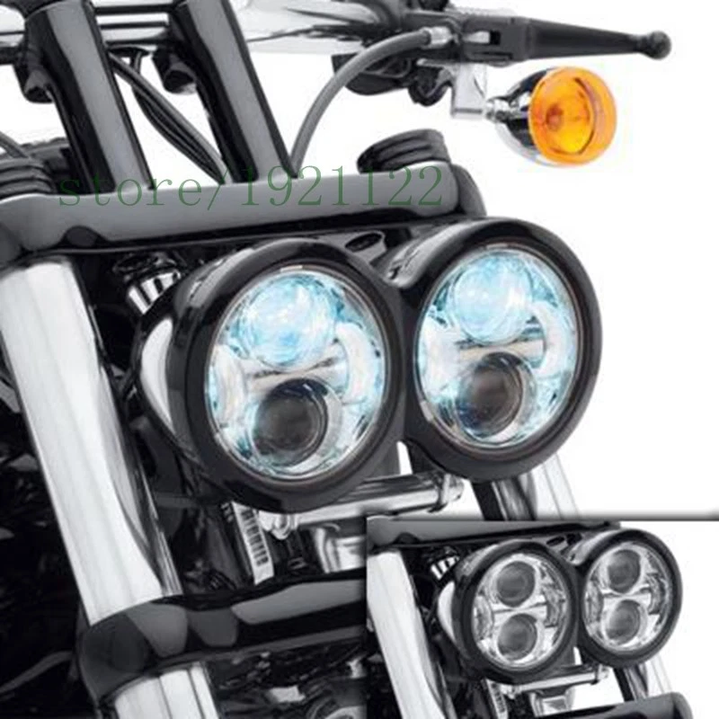 Faro LED doble proyector doble para Harley Dyna Fat Bob FXDF 2008-2016 4,65" Foto 2 de 4