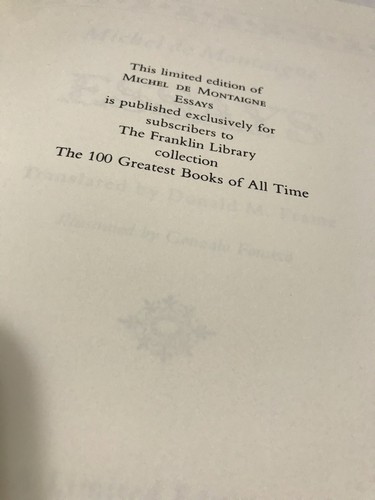 ESSAYS by MICHEL DE MONTAIGNE 1980 HC VG LTD ED , THE FRANKLIN LIBRARY - Picture 7 of 9