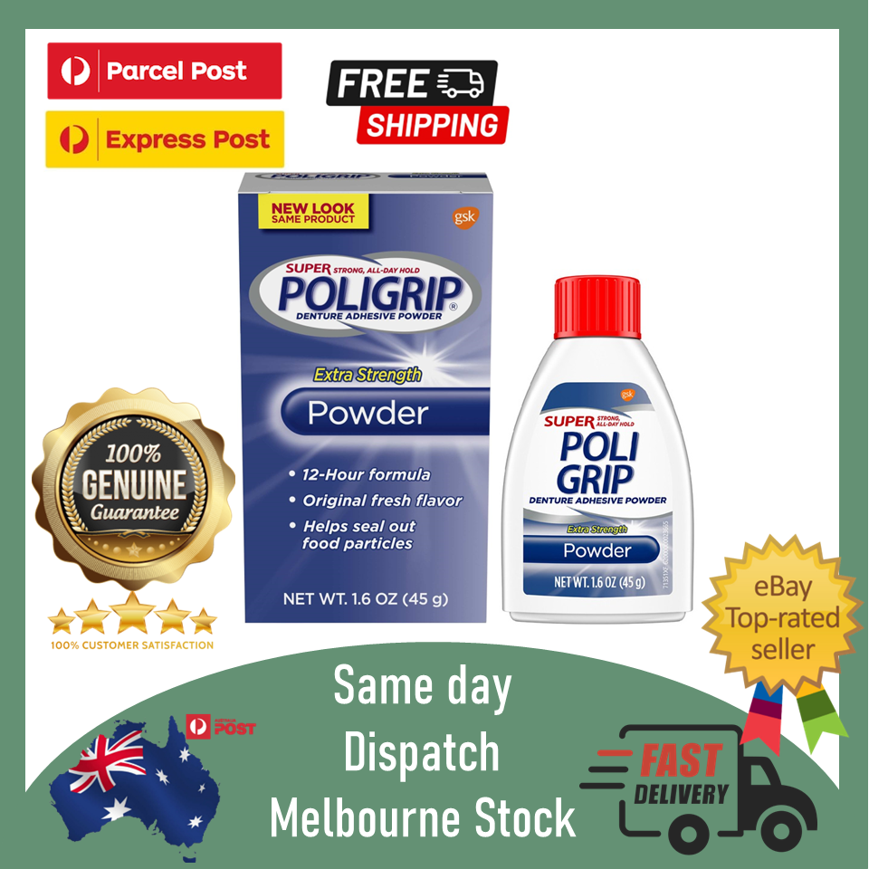 Super Poligrip Extra Strength Denture Adhesive Powder 45g eBay