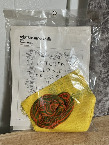 Vintage 1974 "Küche geschlossen krank vom Kochen" Kreuzstich-Set Columbia-Minerva - Bild 4 von 4