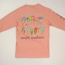 Simply Southern Women's God Country Family Long Sleeve T Size Small Pink Graphic