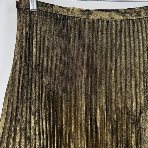 NWT Banana Republic Gold Metallic Pleated Midi Skirt Size 12 Quiet Luxury Retro - Picture 3 of 10