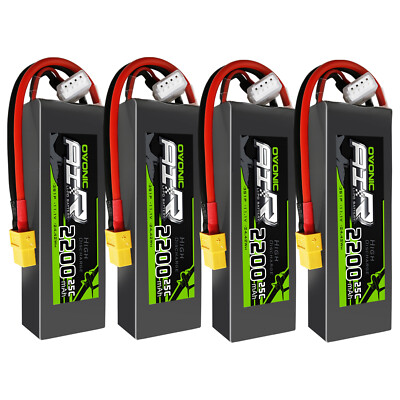 4X Ovonic 3S Lipo Akku 2200mAh 11.1V 25C XT60 für RC heli jet Boot Auto LKW