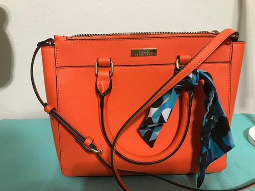 NWOT TRINA TURK BRIGHT VIBRANT ORANGE SATCHEL CROSSBODY BAG PURSE -FLOOR MODEL - Picture 3 of 11