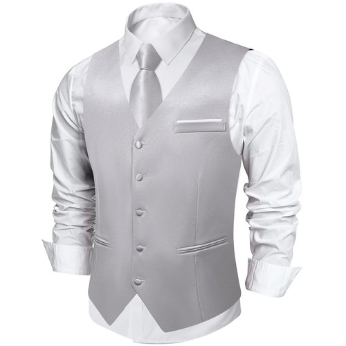 4Pcs Men's Champagne Suit Vest with 8cm Neck for Wedding Prom Groom Waistcoat - Picture 18 of 52