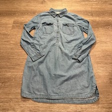Old Navy Dress Womens Medium Blue Chambray Denim Western Cowgirl Minimalist