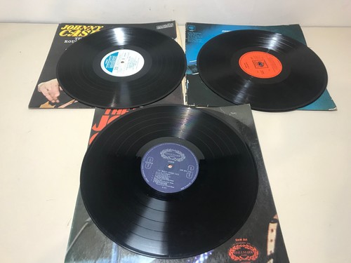 Johnny Cash LP Vinyl Record Lot Bundle x 3 - Mighty, Rough Cut, San Quentin
