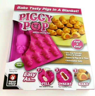 Piggy Pop As Seen On TV Pink Silicone Mold Pan Bake Pigs In A Blanket BPA FREE