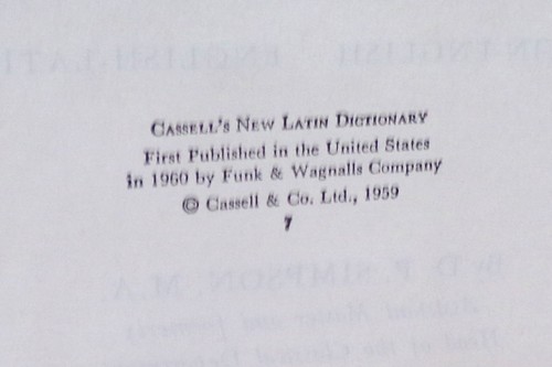 Cassell's Latin Bilingual Dictionary Latin & English 1960 Ex-library - Picture 5 of 11