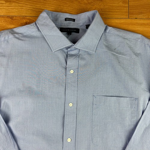 Men's Tommy Hilfiger Blue Regular Fit Long Sleeve Shirt 18" 34/35 Size XL - Picture 2 of 6