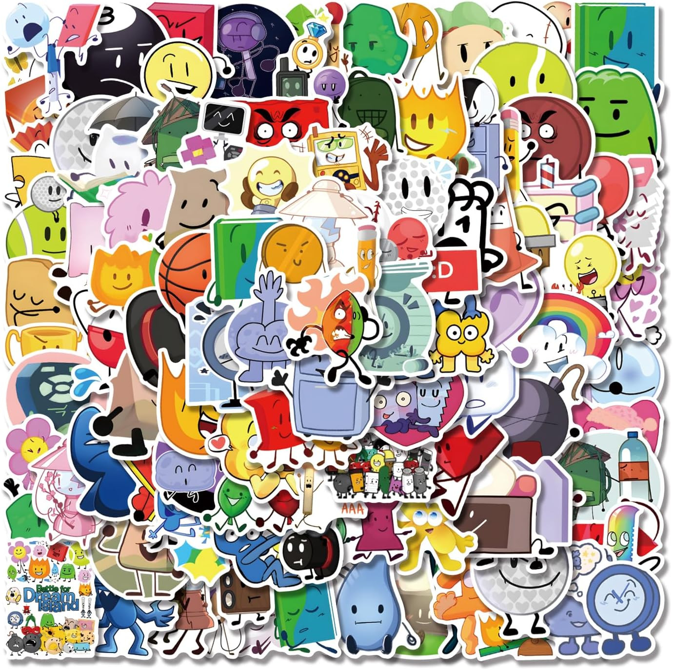 110Pcs BFDI Cute Battle for Dream Island Stickers Vinyl Waterproof Decals for Te