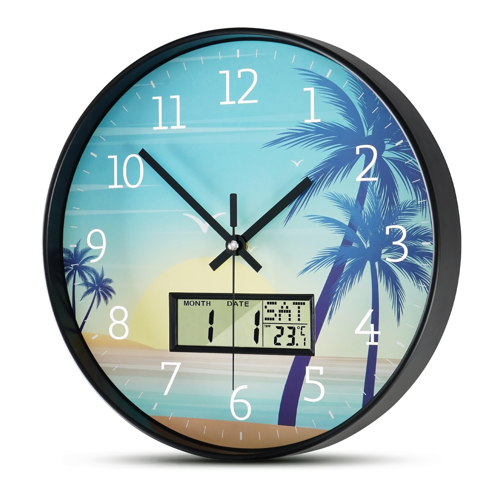 Wall Clock 12 Inch Dial Non-Ticking Silent Wall Clocks Battery Operated Analo...-image