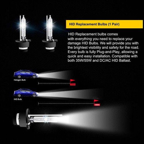 2PCS NEW OEM D2S D2R HID Xenon Bulbs Replace Stock Headlights 6500K Cool White - Picture 4 of 8