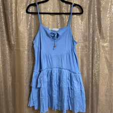 Free People Beach Noelle Light Blue Tiered Mini Dress XS NWOT