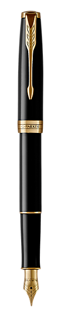 Parker Sonnet Fountain Pen Black Lacquer & Gold Fine Point New In