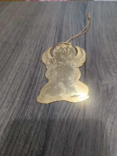 VINTAGE CHRISTMAS Ornament Gloria Duchin Gold finish Metal Child Angel USA MCM - Picture 2 of 3
