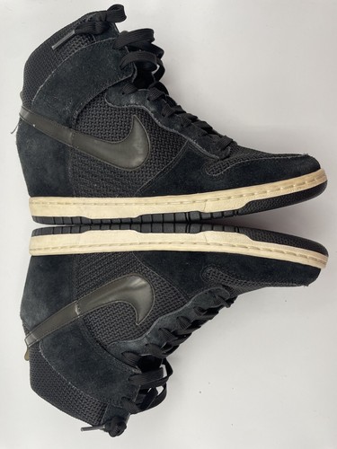 Nike Dunk Sky Hi Hidden Wedge Black Suede Mesh Sneaker Shoes 644877-001 Size 8 - Picture 6 of 20