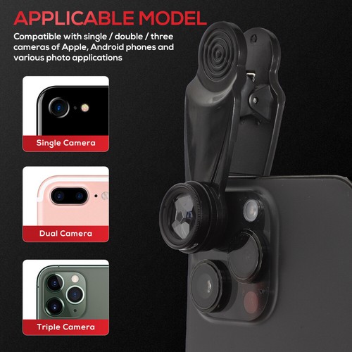 Mobile Phone Lens Set Camera for Moile Professional Wide Angle Cell Kit - Photo 9 sur 12