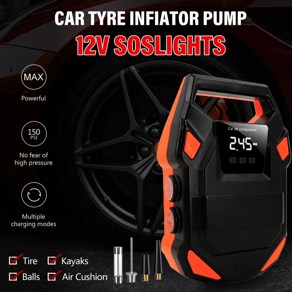 Heavy Duty 12V Electric Car Tyre Inflator 150PSI Portable Air Compressor Pump - Image 2 of 4