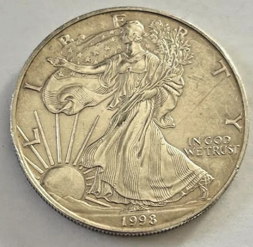 1998 Walking Liberty US Eagle Silver Dollar Coin 1 Oz .999 Fine Silver Ungraded