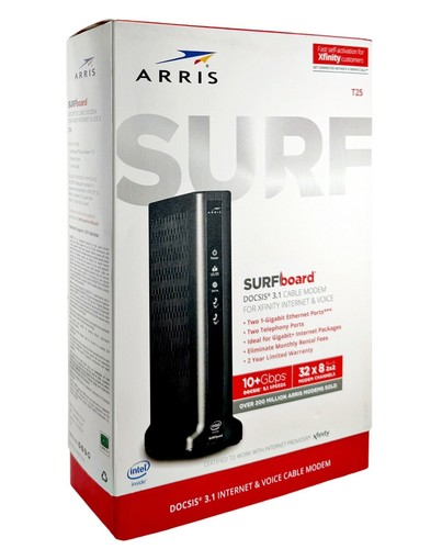 ARRIS T25-RB Surfboard DOCSIS 3.1 Gigabit modem via cavo - NUOVO, scatola aperta