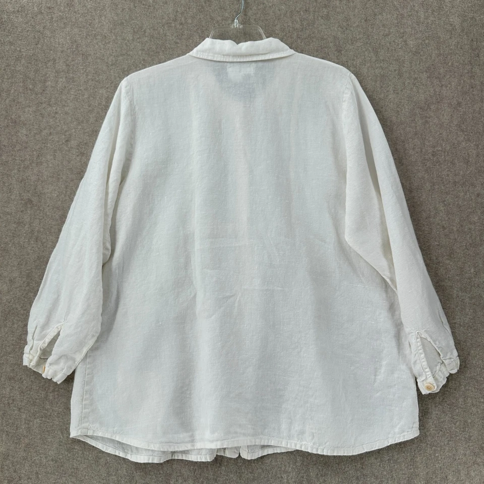 FLAX Mujer MEDIANO 2 Piezas Conjunto Lino Capri Pantalones Babydoll Top Blanco Conjunto LEER Foto 3 de 4