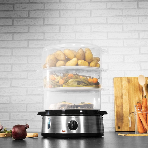 Vapovita 3000 Steamer Elettrico in Acciaio Inox Con 800 W, 3 Contenitori Indipen - Foto 2 di 12