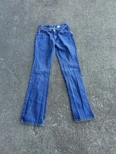 VTG Levi's 517 Jeans Womens 3 Jr M Fit 24x30 Denim USA 90s Boot Cut Cowgirl Hole